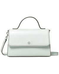 Tory Burch - Emerson Shiny Textured Mini Top Handle Leather Crossbody - Lyst