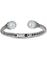 Belpearl - Silver 12mm South Sea White Bangle Bracelet - Lyst