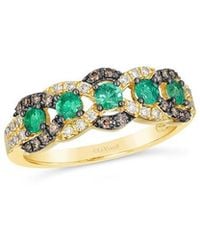 Le Vian - Balance 14K 0.68 Ct. Tw. Diamond & Emerald Half-Eternity Ring - Lyst
