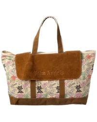 Palm Angels - Allover Palmity Classic Canvas & Suede Tote - Lyst