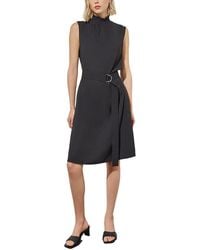 Ming Wang - Ruffle Mock Neck Crepe De Chine A-Line Dress - Lyst