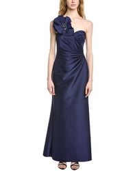 Badgley Mischka - Side Drape Flower Shoulder Gown - Lyst
