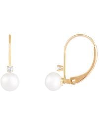 Splendid - 14k 0.06 Ct. Tw. Diamond 6-6.5mm Pearl Earrings - Lyst