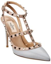 valentino rockstud caged 65 leather ankle strap pump