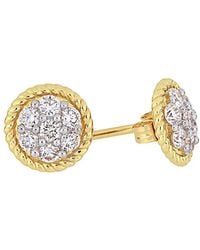 Diamond Select Cuts - 14K & Rhodium Plated 0.49 Ct. Tw. Diamond Floral Studs - Lyst