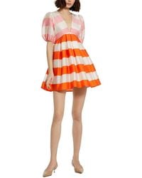 Mac Duggal - Organza Striped Balloon Sleeve Mini Dress - Lyst