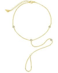 Sterling Forever - 14K Plated Cz Sylvia Chain Toe Anklet - Lyst