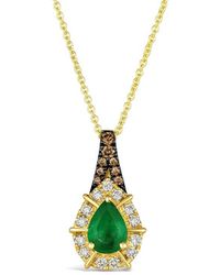 Le Vian - Le Vian Costa Smeralda Emeralds 14K 0.68 Ct. Tw. Diamond & New Emerald Pendant Necklace - Lyst