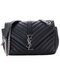 Saint Laurent - Matelasse Chevron Leather Classic Monogram Slouchy Envelope Satchel Medium (Authentic Pre-Loved) - Lyst