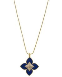 Juvell - Plated Lab-Grown Lapis Cz Clover Necklace - Lyst