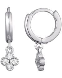 Adornia - Cz Extra Mini Clover Dangle Huggie Earrings - Lyst