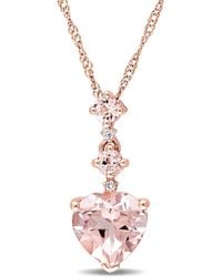 Diamond Select Cuts - 14K Rose 1.25 Ct. Tw. Diamond Morganite Necklace - Lyst