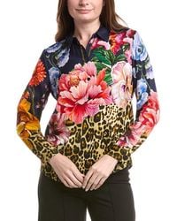 Tahari - Printed Silk-Blend Blouse - Lyst