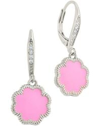 Sterling Forever - Rose Petal Short Drop Earrings - Lyst