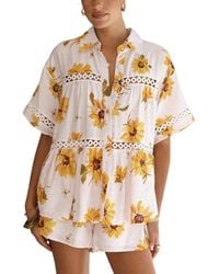 Esea - 2Pc Linen-Blend Shirt & Short Set - Lyst