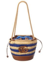 Gucci - Gg Mini Leather-Trim Bucket Bag - Lyst