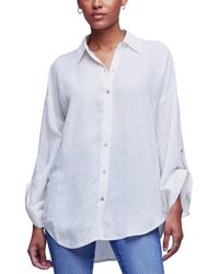 L'Agence - Harbor Tab Sleeve Linen-blend Tunic Top - Lyst