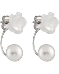 Splendid - Rhodium Over Silver 9-10mm Pearl Earrings - Lyst