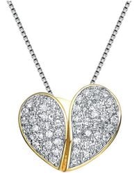 Genevive Jewelry - 14k Over Silver Cz Heart Pendant - Lyst