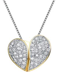 Genevive Jewelry - 14k Over Silver Cz Heart Pendant - Lyst
