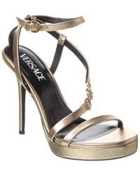 Versace - Medusa Leather Platform Sandal - Lyst