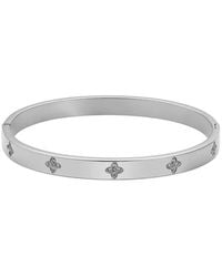 Adornia - Stainless Steel Cz Pave Clover Cuff Bracelet - Lyst