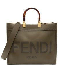 Fendi - Green Leather Sunshine Medium Shopper Tote (authentic Pre-loved) - Lyst