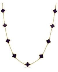 Italian Gold - 14K Amethyst Clover Layered Necklace - Lyst