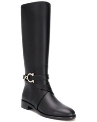 Ferragamo - Gancini Leather Knee-High Boot - Lyst