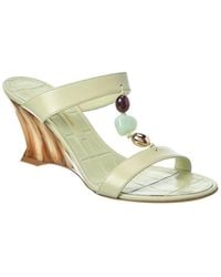 Ferragamo - Seleny Croc-Embossed Leather Wedge Sandal - Lyst