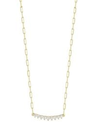 Glaze Jewelry - 14k Over Silver Cz Small Bar Necklace - Lyst