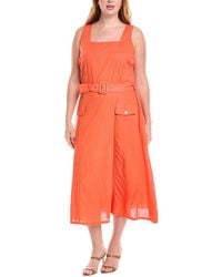 Tahari - Plus Linen-Blend Midi Dress - Lyst