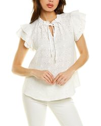 Anne Klein Ruffle Sleeve Tie Front Blouse - White