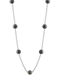 Splendid - Rhodium Plated Silver 8-8.5mm Pearl Necklace - Lyst