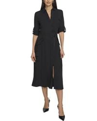DKNY - Long Sleeve Silky Cargo Midi Dress - Lyst