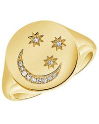 Sabrina Designs - 14k 0.03 Ct. Tw. Diamond Celestial Signet Ring - Lyst