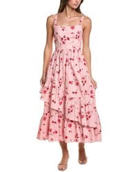Cece - Corset Asymmetrical Hem Ruffle Midi Dress - Lyst