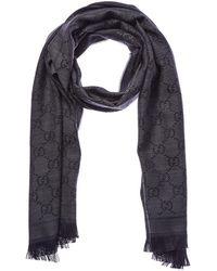 Gucci - GG Jacquard Pattern Wool Scarf - Lyst
