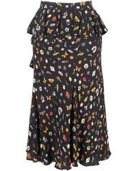 McQueen - Printed Ruffle Midi Skirt, Size It 42 (authentic Pre-loved) - Lyst
