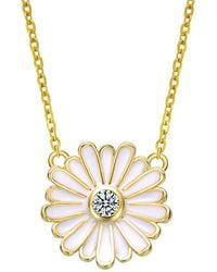 Rachel Glauber - 14k Plated Cz Flower Necklace - Lyst