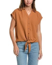 Adrianna Papell - Dropped Shoulder Button Down Blouse - Lyst