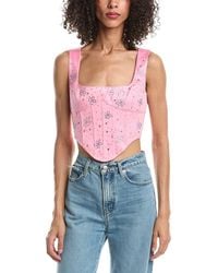 GUIZIO - Satin Beaded Lace-Up Bustier - Lyst