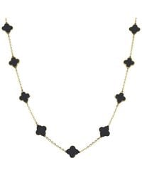 Italian Gold - 14k Onyx Clover Necklace - Lyst