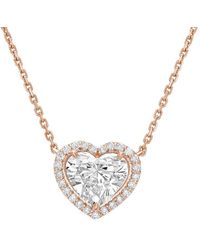 Diana M. Jewels - Diana M. 14K Rose 5.00 Ct. Tw. Lab-Grown Diamond Halo Pendant - Lyst