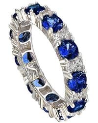 Suzy Levian - Silver 3.02 Ct. Tw. Diamond & Sapphire Eternity Ring - Lyst
