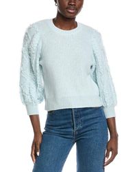 Autumn Cashmere - Fringed Cable Puff Sleeve Cashmere Sweater - Lyst