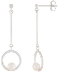 Splendid - Rhodium Over Silver 4-4.5mm Pearl Earrings - Lyst