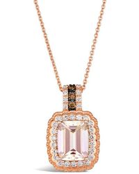 Le Vian - Le Vian 14K Rose 1.86 Ct. Tw. Diamond & Morganite Drop Pendant Necklace - Lyst