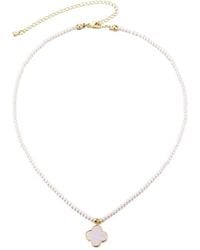 Adornia - 14K Plated Mother-Of-Pearl Strand Clover Pendant Necklace - Lyst