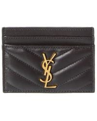 Saint Laurent - Monogram Matelasse Lambskin Leather Card Holder - Lyst